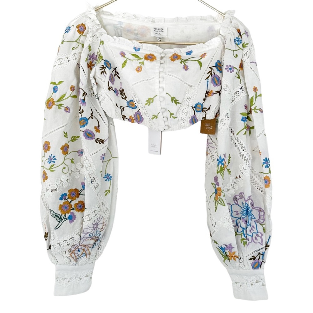 Hemant & Nandita • Long Sleeve Embroidered Crop Shirt